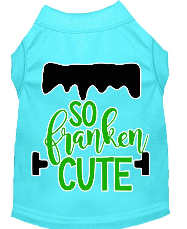 So Franken Cute Screen Print Dog Shirt Aqua XS